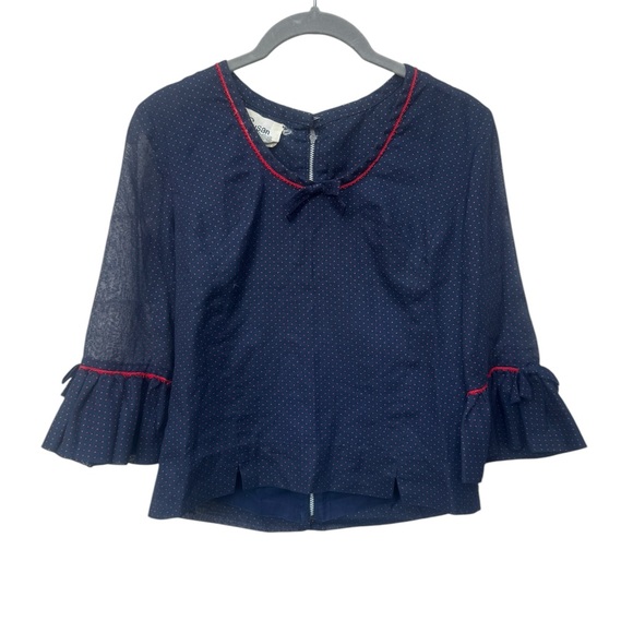 Susan Thomas Tops - Vintage Susan Thomas Blouse Navy with Red Polka Dots